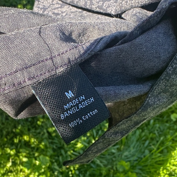 Marc Anthony Luxury Slim Fit Blue Gray Patterned Button Down Shirt - Picture 4 of 5